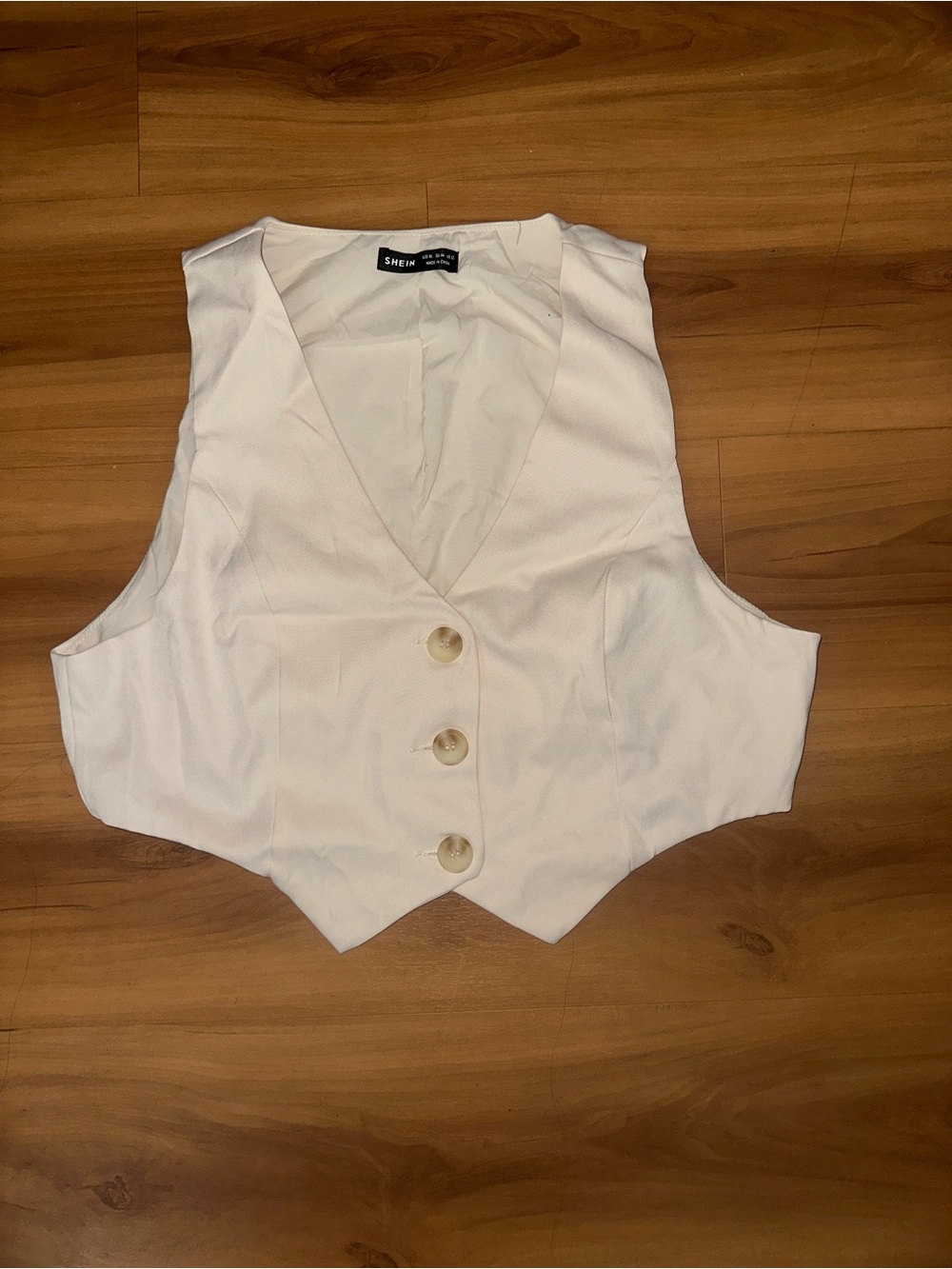 White Button-Front Cropped Vest